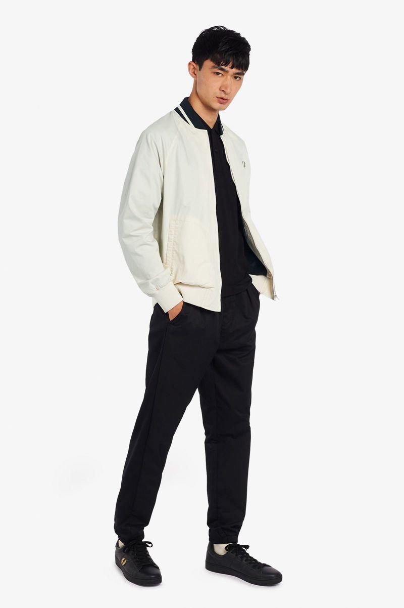 White Fred Perry Tennis Bomber Men's Jackets | PH 1263QMAZ